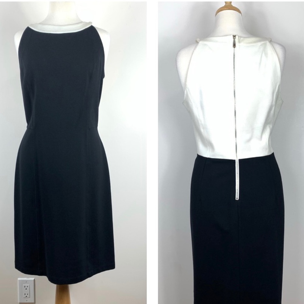 🌺 3/$20 Cremieux Black & Cream Sheath Midi Dress